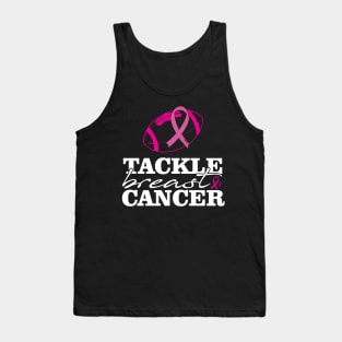 Tackle Breast Cancer Football Pink Ribbon Heart Love Tank Top